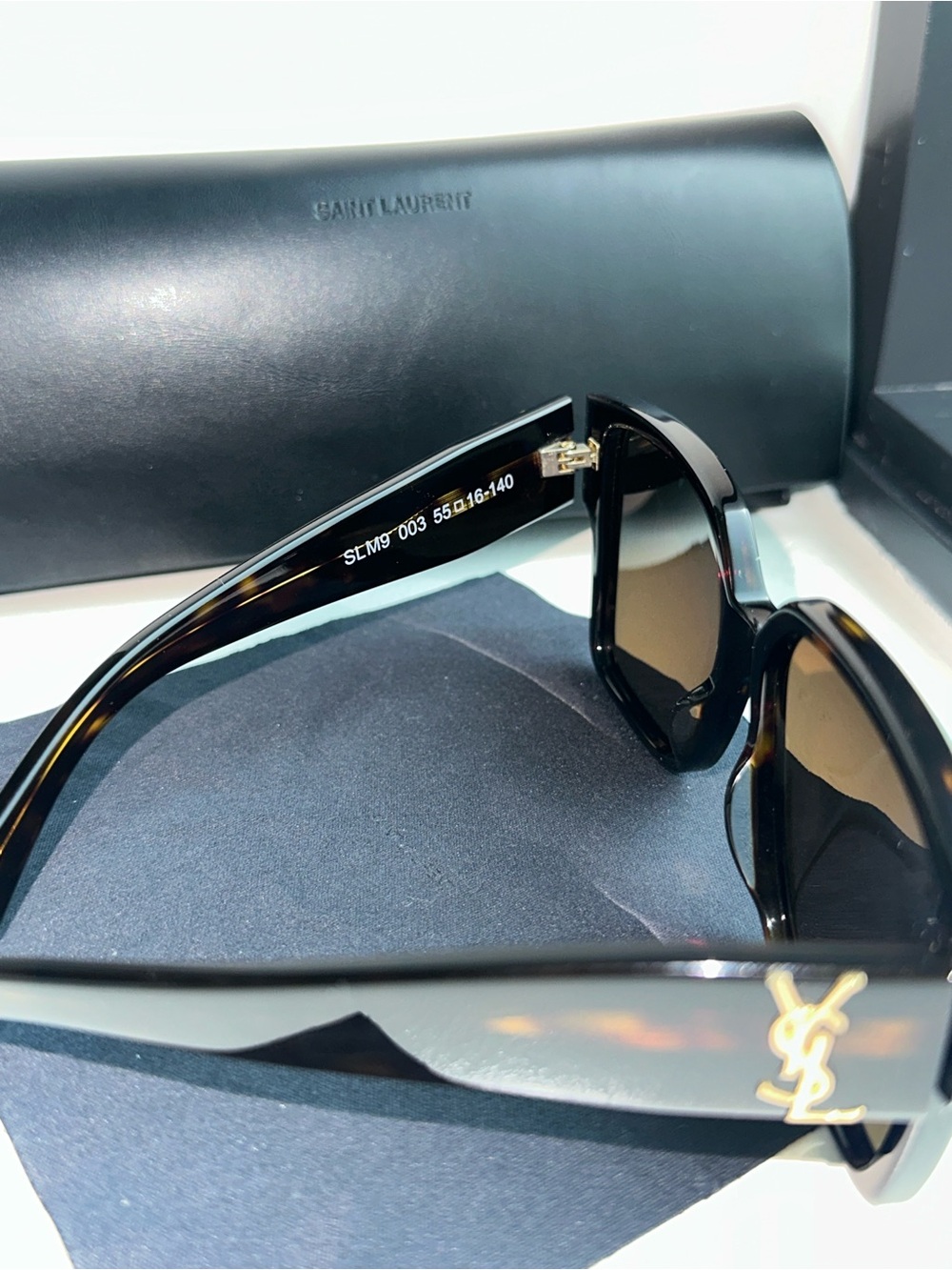 Saint Laurent Black and Gold Oversized Cat-Eye Sunglasses - Picture 12 of 16